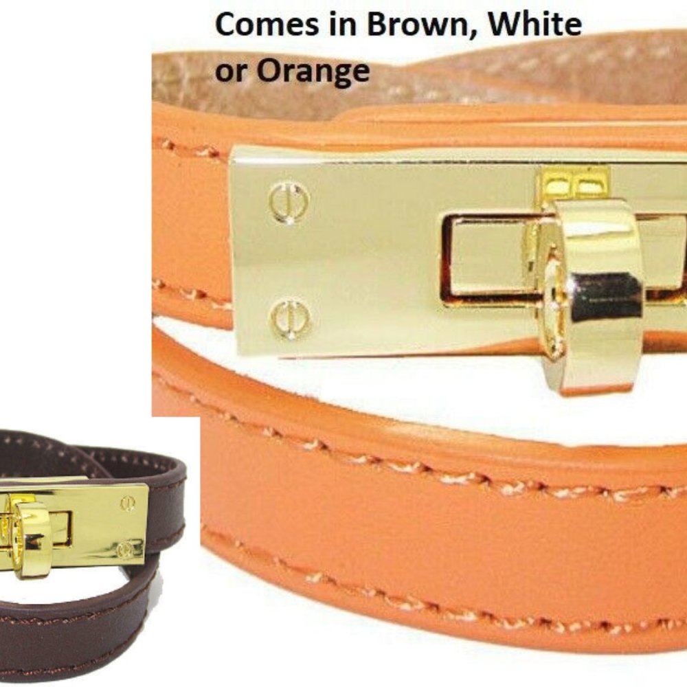Wrap bracelet 18 kt gold buckle screw Orange NEW
